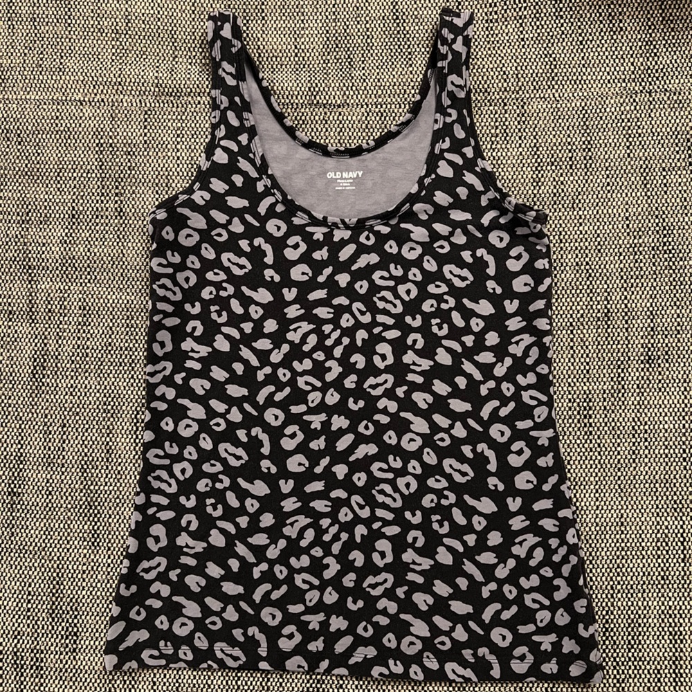 Old Navy First Layer Black/Gray Pattern Tank Top Women’s S/Tall